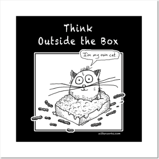 Funny Cat "Think Outside the Box" Posters and Art